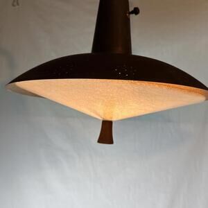 Atomic Flying Saucer Swing Lamp Vintage 1950’s MCM Decor Fiber Glass Swag Light